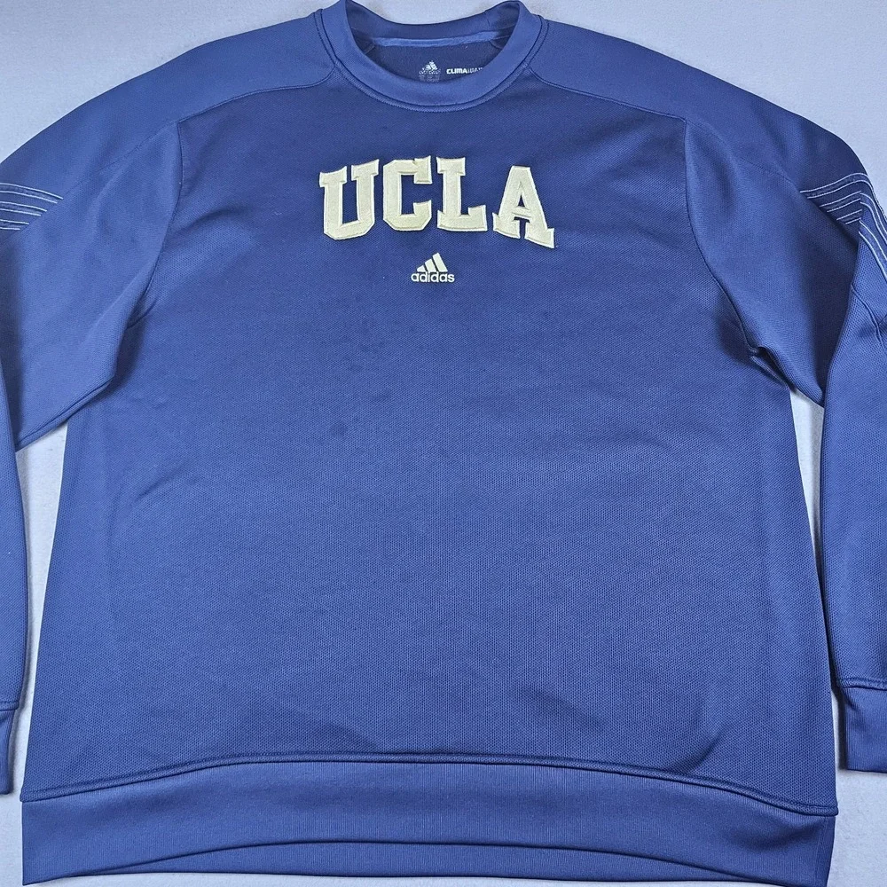 Adidas UCLA Crewneck Sweasthirt Mens Extra Large Blue Gold Pullover Climawarm